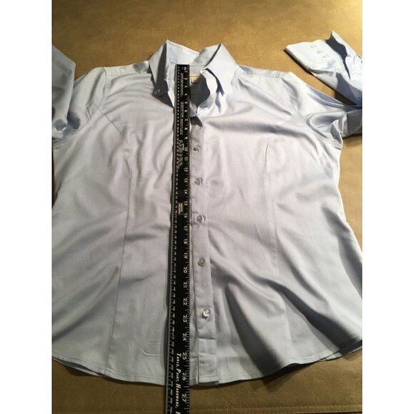 𝅺MERONA, Pre-owned Stretchy Fitted Blouse, LIGHT BLUE, Long sleeves; Size XL - Picture 5 of 8